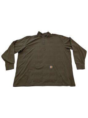 Carhartt 1/4 Zip Up Pullover Big Tall Size 4XL Olive Green Relaxed Fit Workwear